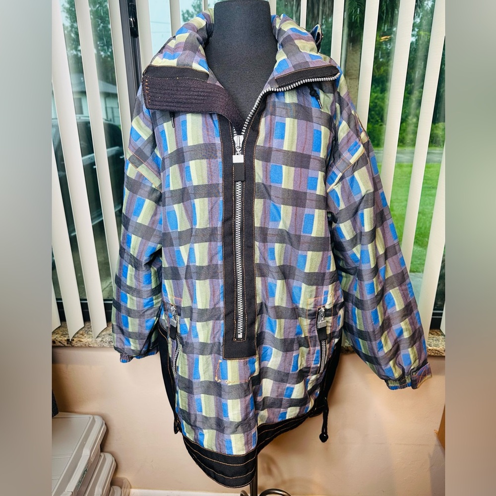 Rodeo Vintage Unisex Light Jacket Ski Coat Hoodie Blue/Green Size Large